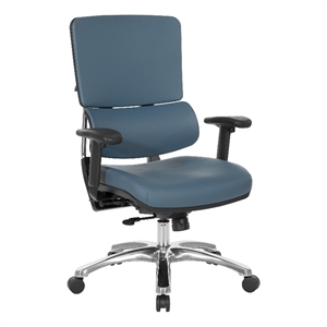 Scranton & Co Manager's Chair in Blue Faux Leather with Aluminum Base