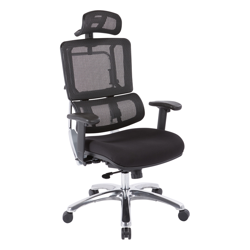 Scranton & Co Black Mesh Back Office Chair with Headrest Aluminum Base