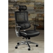 Scranton & Co Black Mesh Back Office Chair with Headrest Aluminum Base