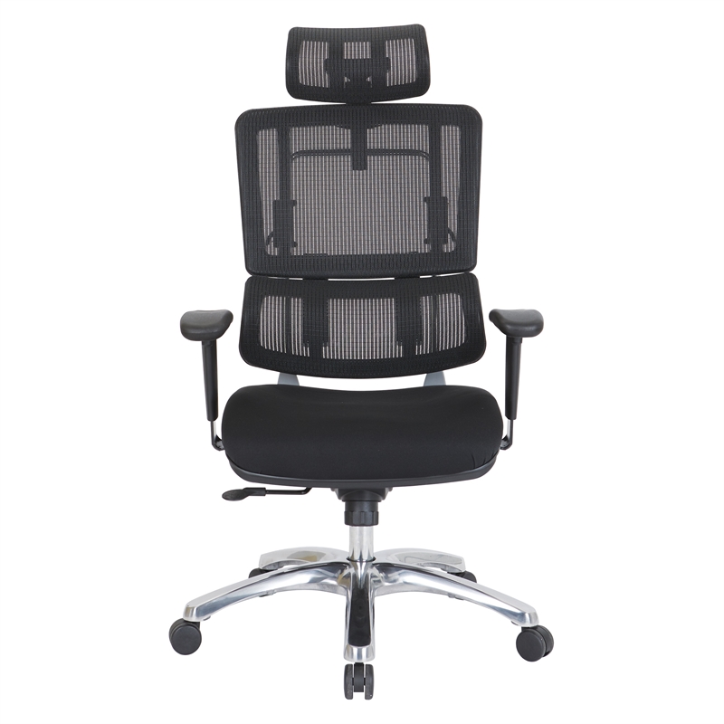 Scranton & Co Black Mesh Back Office Chair with Headrest Aluminum Base