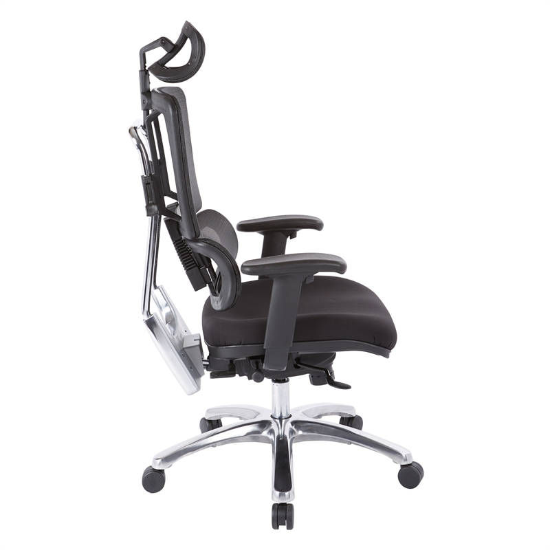 Scranton & Co Black Mesh Back Office Chair with Headrest Aluminum Base