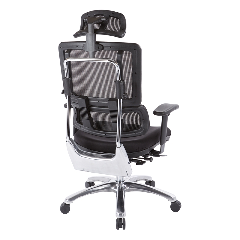 Scranton & Co Black Mesh Back Office Chair with Headrest Aluminum Base