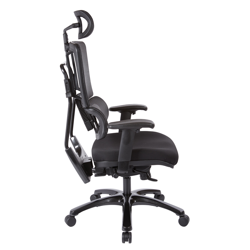 Scranton & Co Black Mesh Back Office Chair Shiny Black Base with Headrest