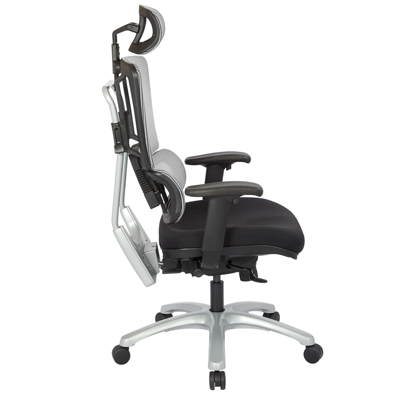 Scranton & Co Gray Mesh Back Office Chair with Silver Base and Headrest