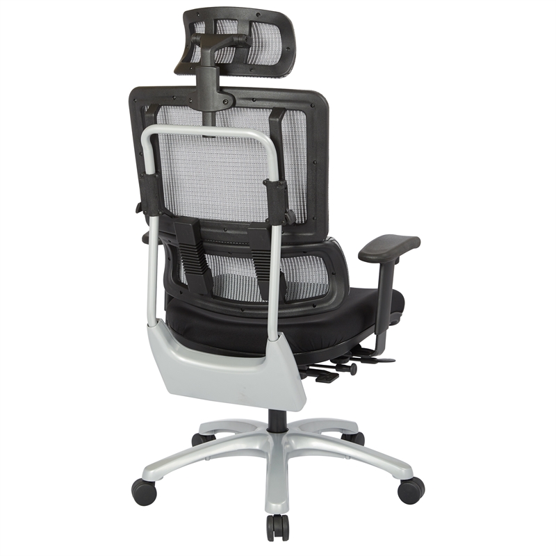 Scranton & Co Gray Mesh Back Office Chair with Silver Base and Headrest