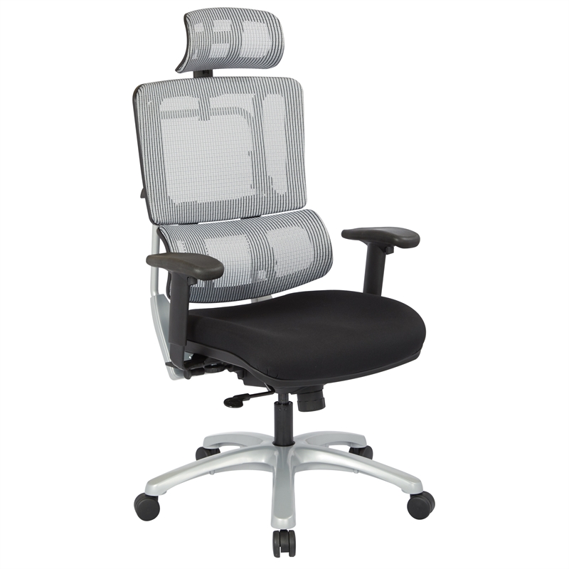 Scranton & Co Gray Mesh Back Office Chair with Silver Base and Headrest