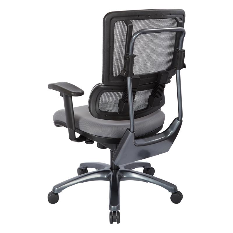 Scranton & Co Gray Mesh Back Office Chair with Titanium Base in Coal Fabric