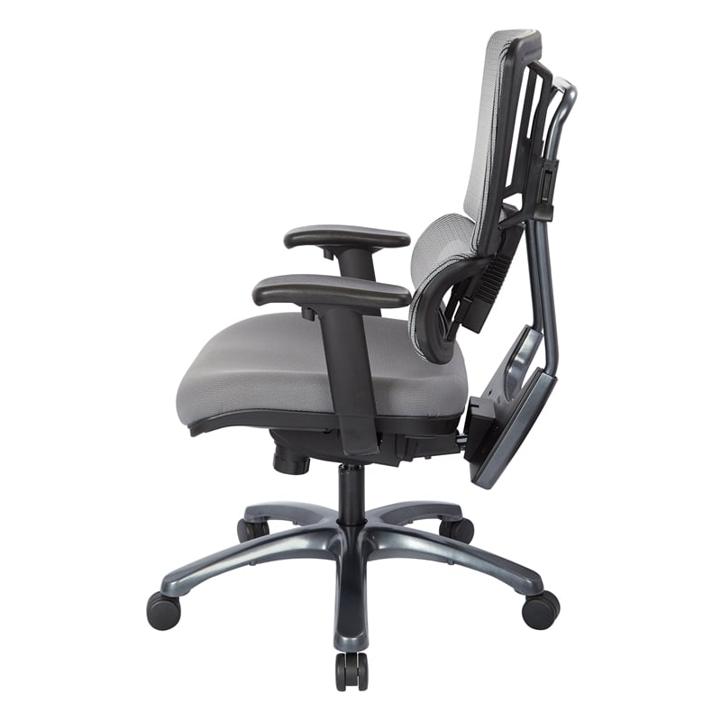 Scranton & Co Gray Mesh Back Office Chair with Titanium Base in Coal Fabric