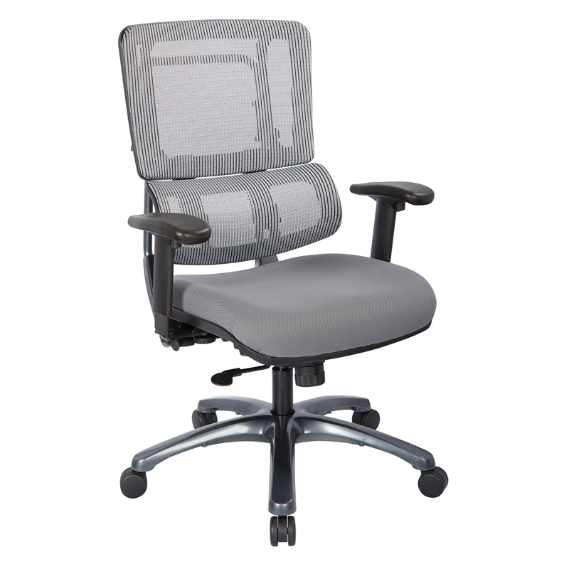 Scranton & Co Gray Mesh Back Office Chair with Titanium Base in Coal Fabric