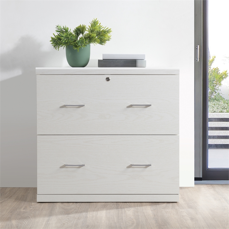 Scranton & Co 2-Drawer Locking Lateral File Cabinet in White Woodgrain