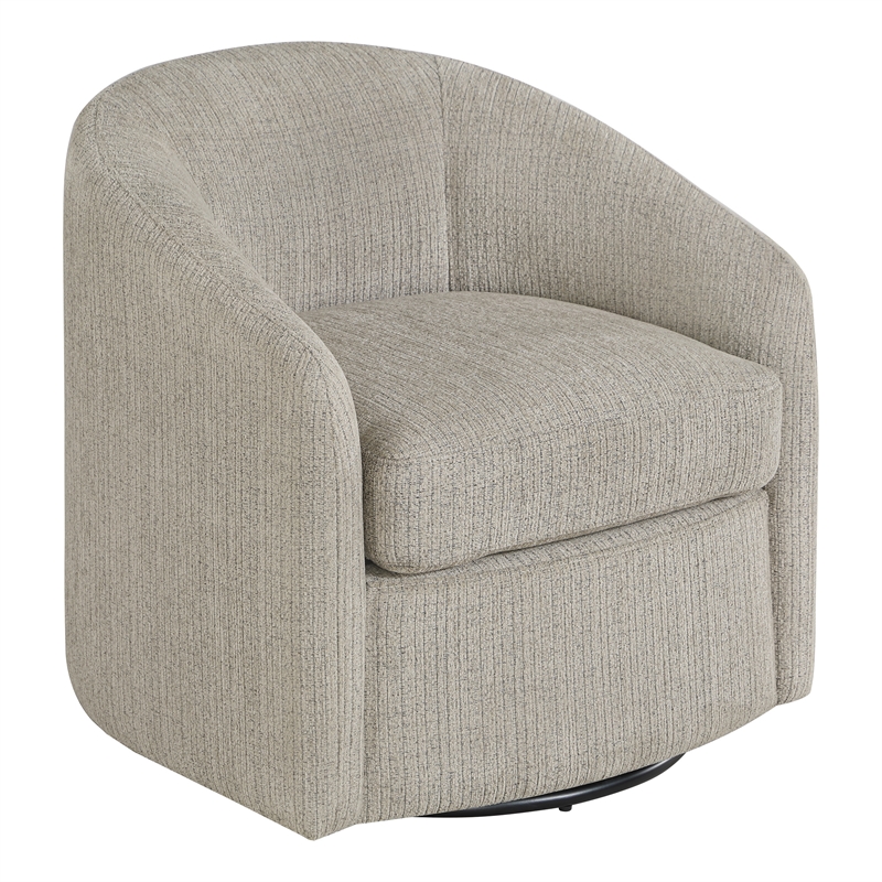 Scranton & Co Barrel Swivel Chair in Gray Marble Coastal Fabric