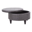 Scranton & Co Round Storage Ottoman in Pewter Gray Bonded Leather