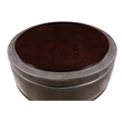 Scranton & Co Round Storage Ottoman in Pewter Gray Bonded Leather