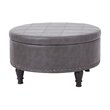 Scranton & Co Round Storage Ottoman in Pewter Gray Bonded Leather