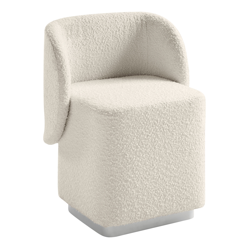 Scranton & Co Vanity Chair in Textured Cream Fabric Fully Assembled