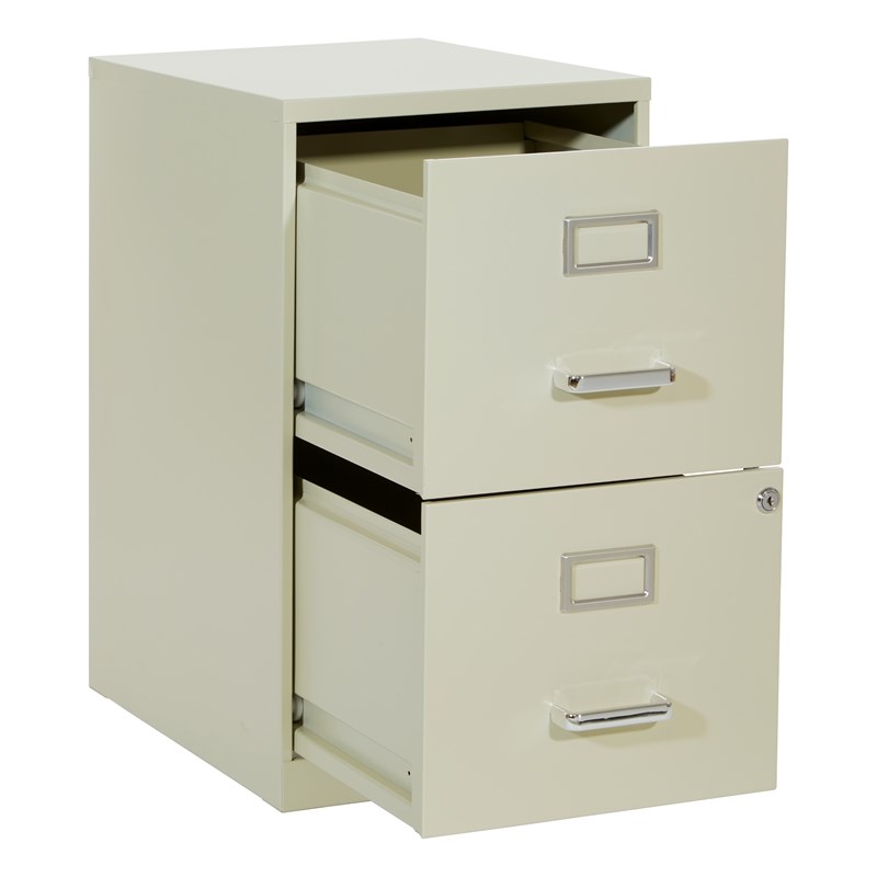 Scranton & Co 2-Drawer Locking Metal File Cabinet in Tan Assembled