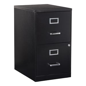 Scranton & Co 2-Drawer Locking Metal File Cabinet in Black Assembled
