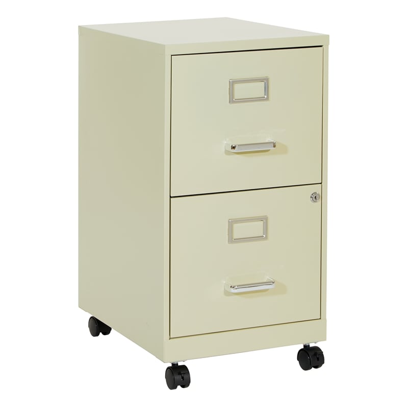 Scranton & Co 2-Drawer Mobile Locking Metal File Cabinet in Tan