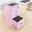 Scranton & Co 3-Drawer Locking Metal File Cabinet with Top Shelf in Pink