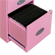 Scranton & Co 3-Drawer Locking Metal File Cabinet with Top Shelf in Pink