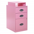 Scranton & Co 3-Drawer Locking Metal File Cabinet with Top Shelf in Pink