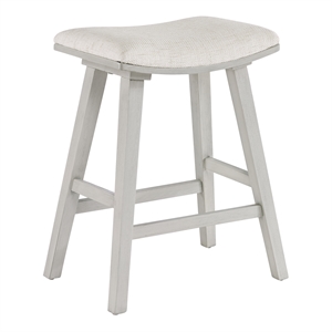Scranton & Co 24&quot Saddle Counter Stool in Linen Fabric White Wash Frame 2 Pack