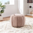 Scranton & Co Round Storage Ottoman in Blush Pink Fabric Fully Assembled