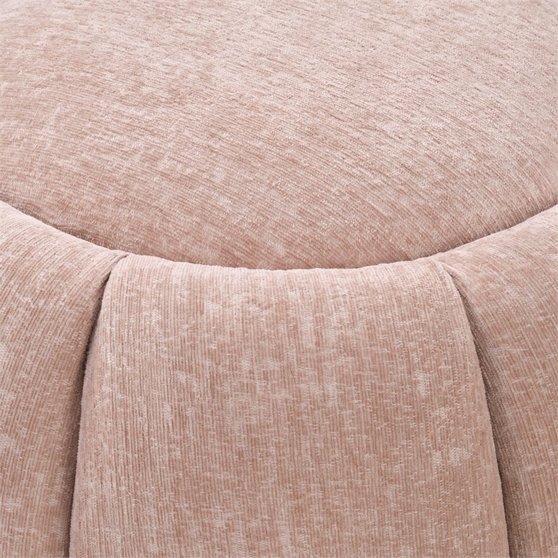 Scranton & Co Round Storage Ottoman in Blush Pink Fabric Fully Assembled