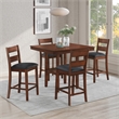 Scranton & Co 5-Piece Counter Height Dining Set in Blue Vinyl Walnut Finish