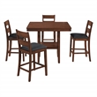 Scranton & Co 5-Piece Counter Height Dining Set in Blue Vinyl Walnut Finish