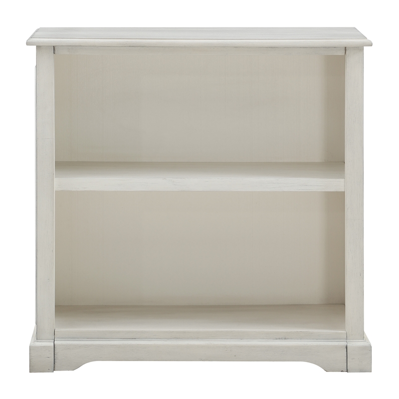 Scranton & Co 2-Shelf Engineered Wood Bookcase in Antique White Finish
