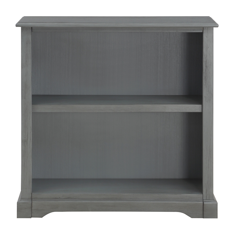 Scranton & Co 2-Shelf Engineered Wood Bookcase in Plantation Gray Finish