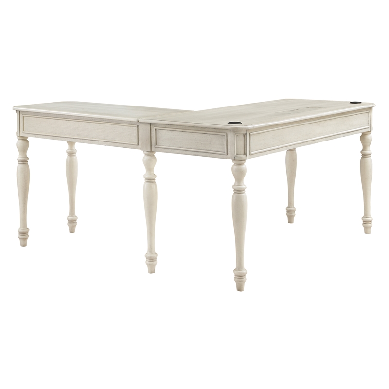 Scranton & Co L-Shape Engineered Wood Desk with Power in Antique White