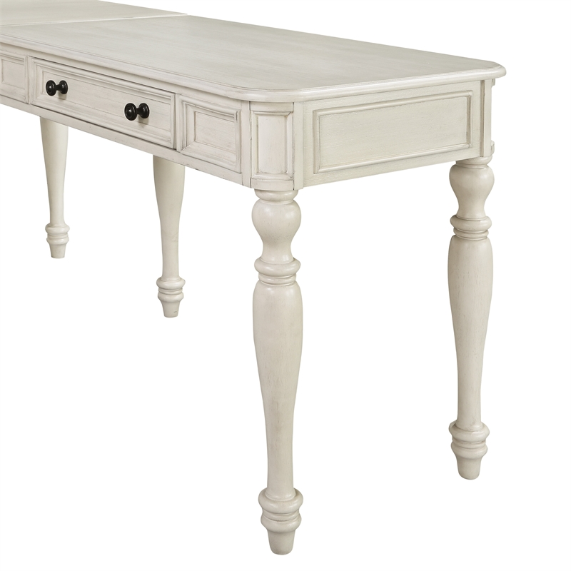 Scranton & Co L-Shape Engineered Wood Desk with Power in Antique White