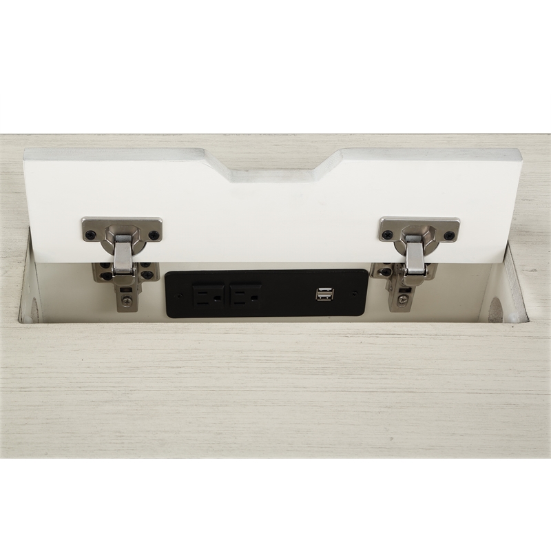 Scranton & Co L-Shape Engineered Wood Desk with Power in Antique White