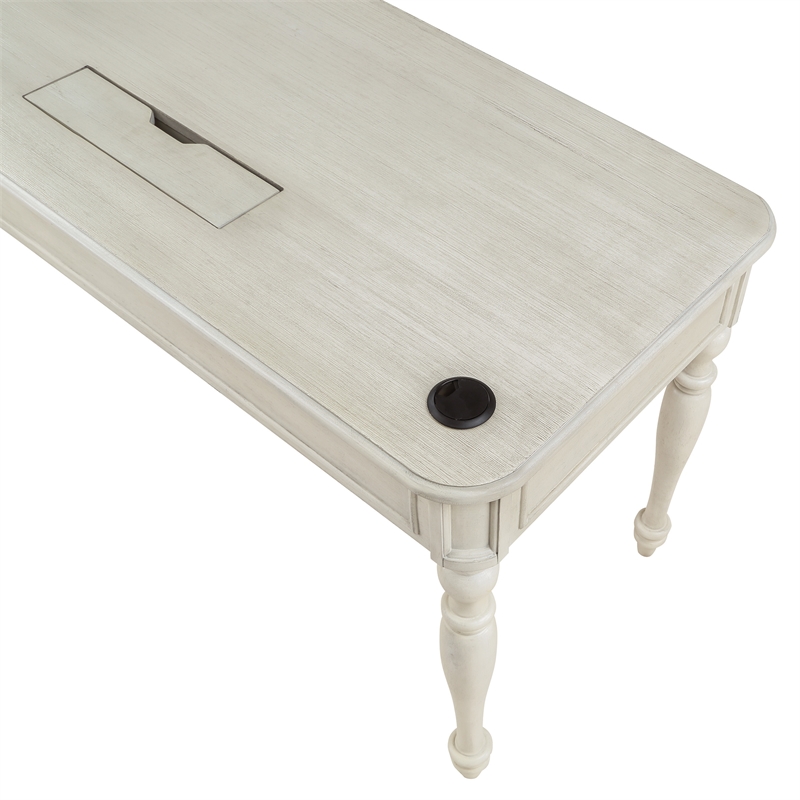 Scranton & Co L-Shape Engineered Wood Desk with Power in Antique White