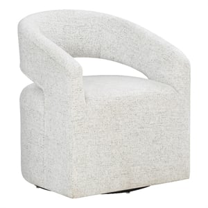 Scranton & Co 360-Degree Swivel Barrel Accent Chair in White Speckle