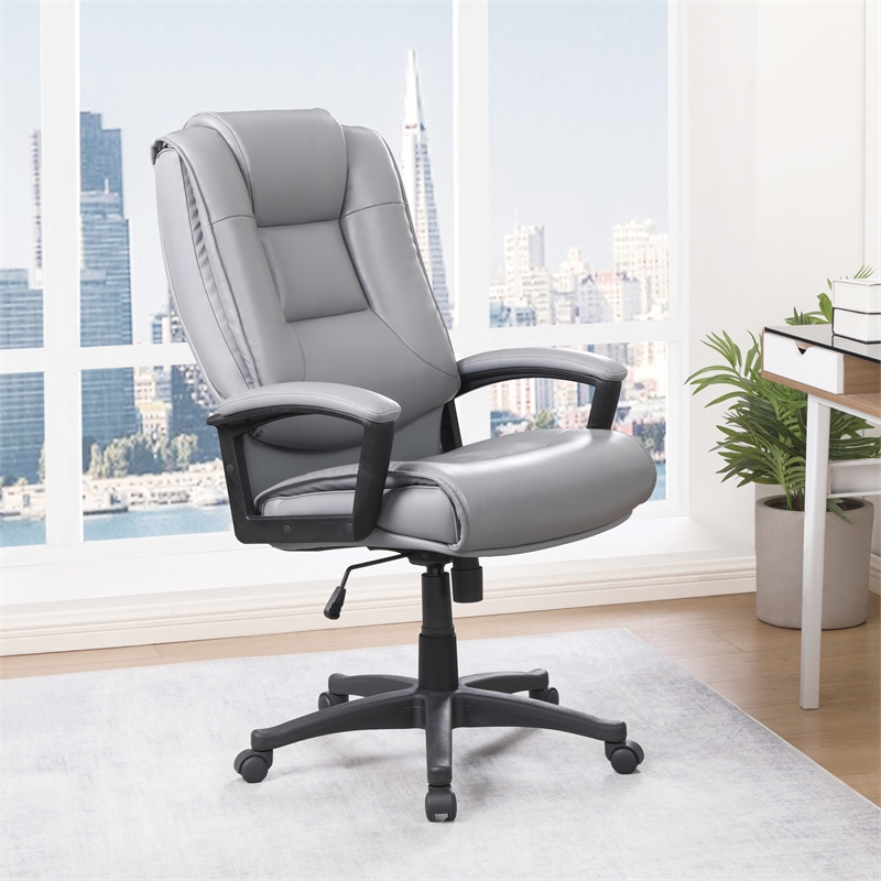 Scranton & Co High Back Charcoal Bonded Leather Office Chair Loop Arms