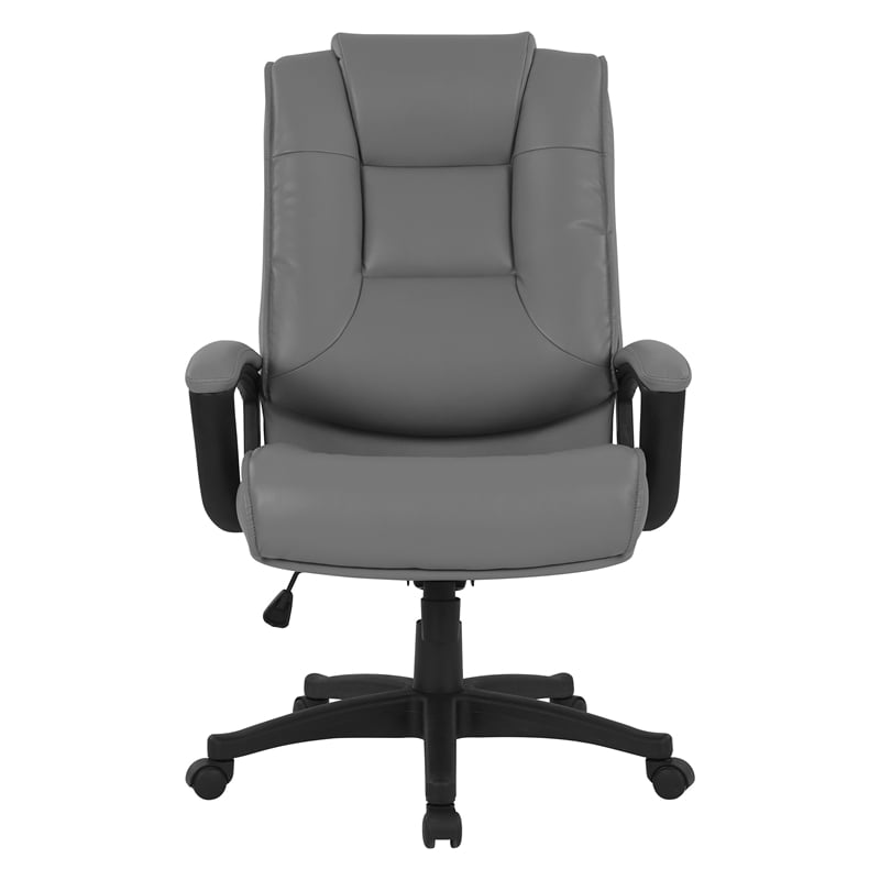 Scranton & Co High Back Charcoal Bonded Leather Office Chair Loop Arms