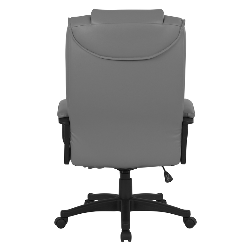 Scranton & Co High Back Charcoal Bonded Leather Office Chair Loop Arms