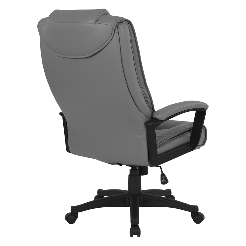Scranton & Co High Back Charcoal Bonded Leather Office Chair Loop Arms