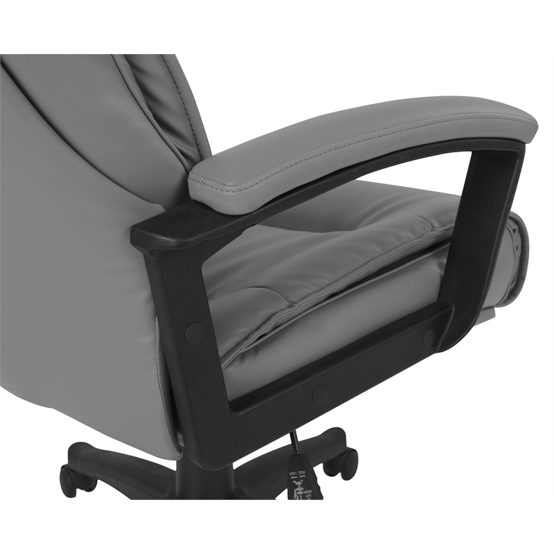 Scranton & Co High Back Charcoal Bonded Leather Office Chair Loop Arms