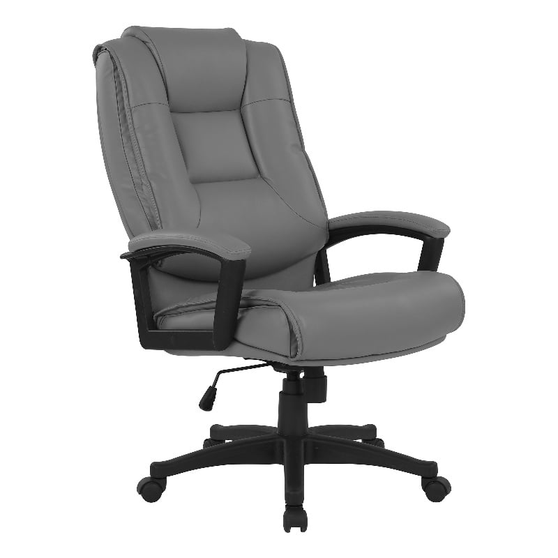 Scranton & Co High Back Charcoal Bonded Leather Office Chair Loop Arms