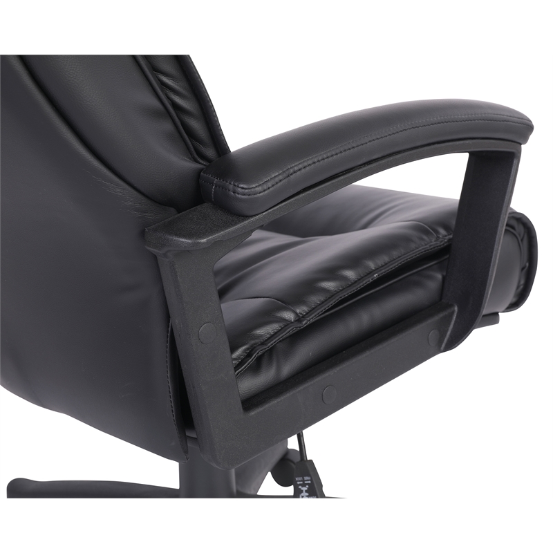 Scranton & Co High Back Black Bonded Leather Office Chair with Loop Arms