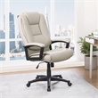Scranton & Co High Back Taupe Gray Bonded Leather Office Chair Loop Arms