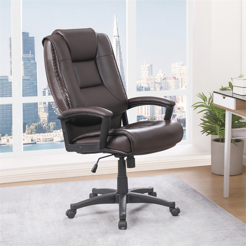 Scranton & Co High Back Espresso Bonded Leather Office Chair Loop Arms