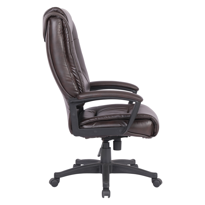 Scranton & Co High Back Espresso Bonded Leather Office Chair Loop Arms