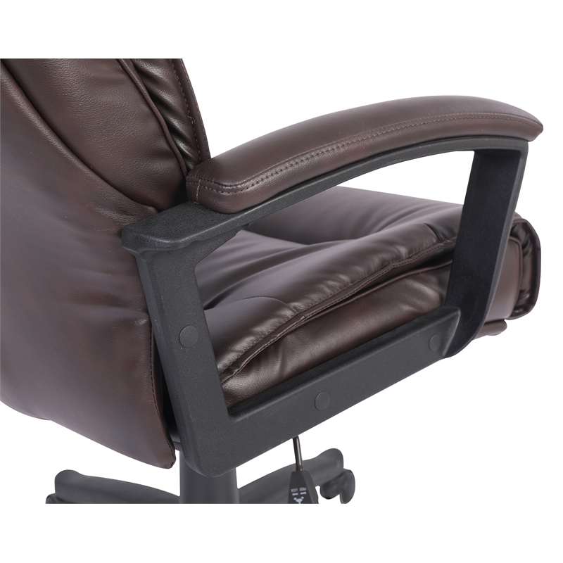 Scranton & Co High Back Espresso Bonded Leather Office Chair Loop Arms