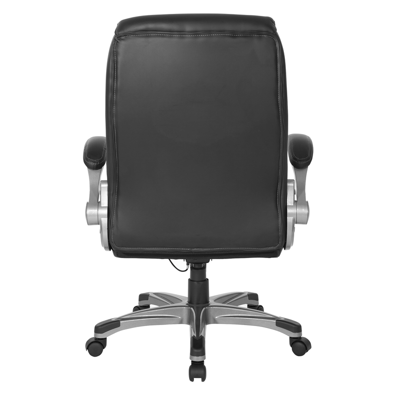 Scranton & Co Executive Office Chair in Black Tufted Leather with Flip Arms