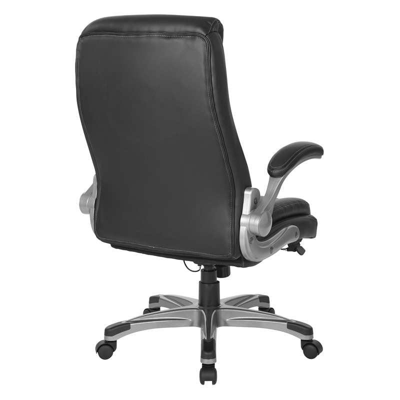 Scranton & Co Executive Office Chair in Black Tufted Leather with Flip Arms